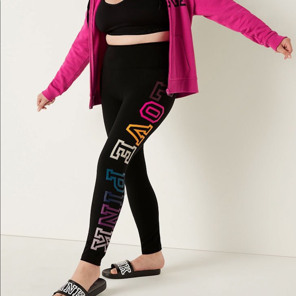 NWT PINK Cotton High Waist Full Length Legging XL
